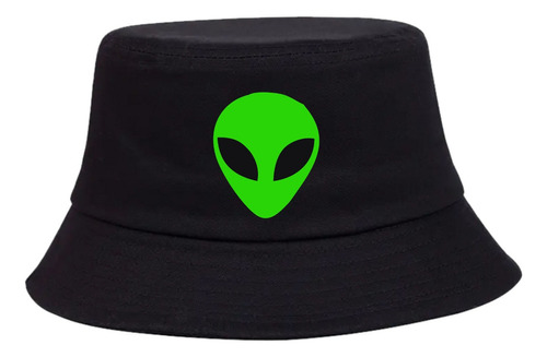 Gorro Pesquero Extraterreste Alien Negro Sombrero Bucket Hat