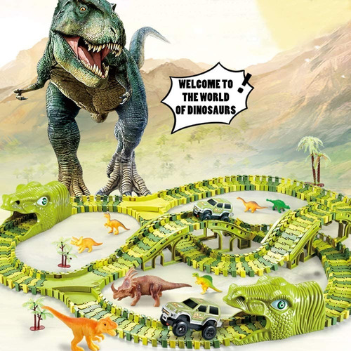 Imagen 2 de 7 de Juguete Niños Pista Autos Dinosaurios 240 Pzs Babymovil