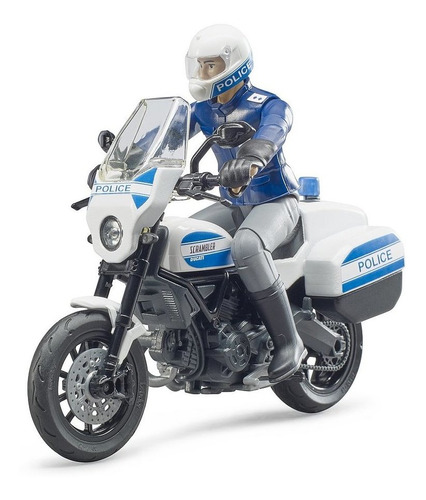 Bworld Scramblert Duccati Police Motobike And Policeman Color Blanco/azul