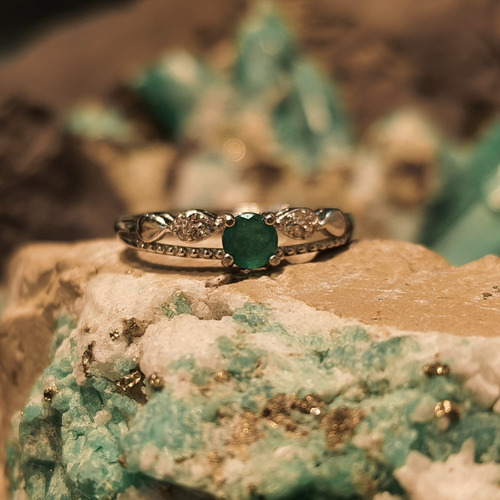 Anillo Compromiso Plata 925 Con Esmeralda Colombiana