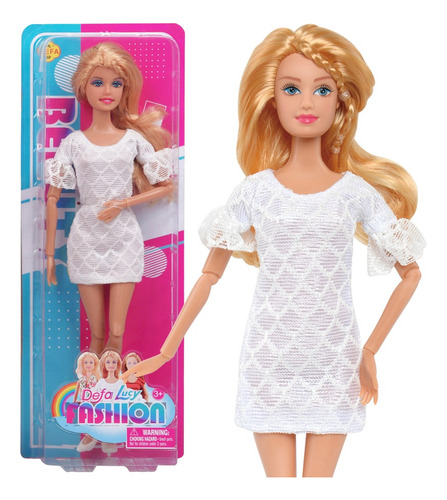 Muñeca Articulada Fashion Vestido Blanco Fenix (30002)