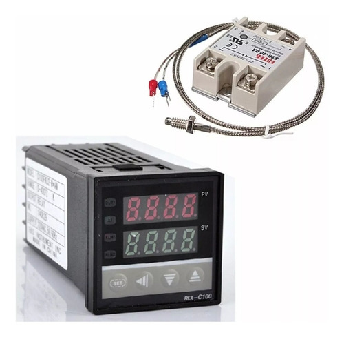 Controlador Temperatura Rex C100 Bivolt Pid + Sensor + Rele