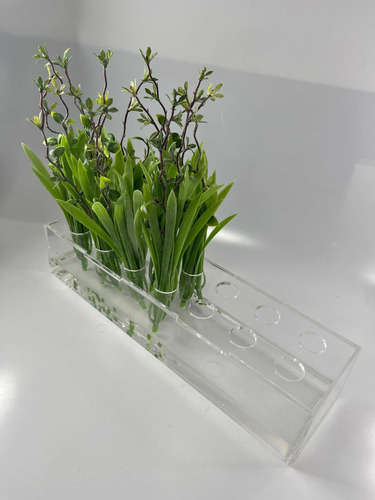 Vaso De Flores Em Acrílico Elegância Moderna Centro De Mesa Cor Transparente Retangular
