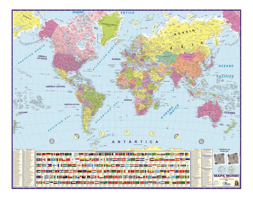 Mapa Mundi Político Escolar Especial Geográfico Atlas Poster Geografia