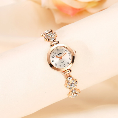 Reloj Dama, Elegante, Lupai Dorado Flor 
