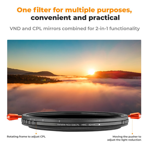 Filtro K&fconcept, 55 Mm, 2 En 1, Variable, Nd2-32 Y Cpl, Si