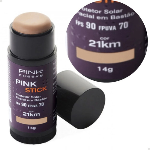 Protetor Solar E Base Pink Stick Fps 90 Cor 21 km Pink Cheeks