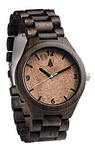 Treehut Men 's Black + Nuez De Ébano Burl Madera Reloj Con T