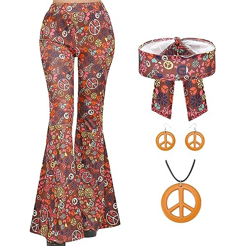 Conjunto De Disfraz Hippie Mujeres Halloween, Pantalone...