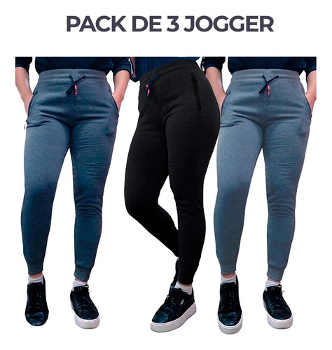 Pack 3 Jogger Buzo Pantalones Mujer Otoño Invierno