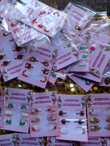 Imagem 2 de 7 de Jóias E Películas Para Unhas Kit Com 60 Cartelas 180 Pares