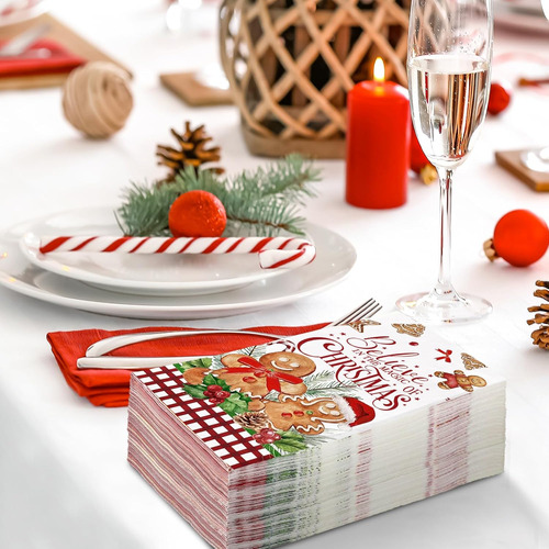 100 Servilletas De Invitados Navideñas Con Diseño De Hombre
