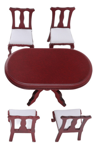 ` Juego De Sillas De Mesa De Comedor En Miniatura, Tamaño