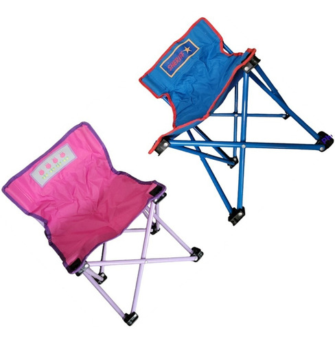 Silla De Camping Plegable Para Niños Con Bolso De Transporte Color Azul