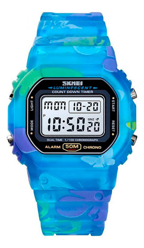 Skmei - Reloj 1627bu Digital Para Unisex Correa Azul Bisel Azul Fondo Gris