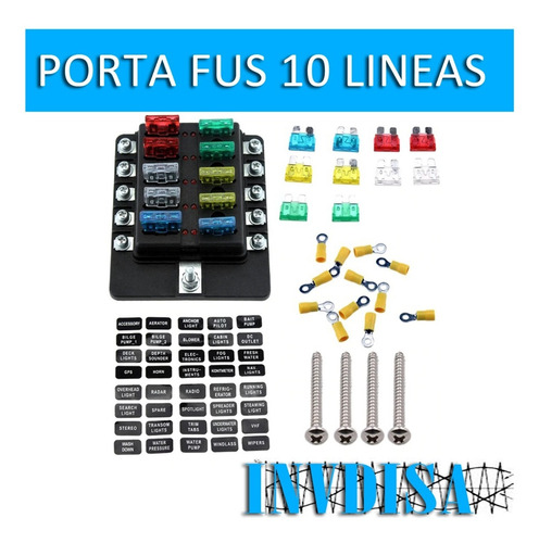 Caja Porta Fusibles Automotriz Universal 10 Lineas - Nuevo