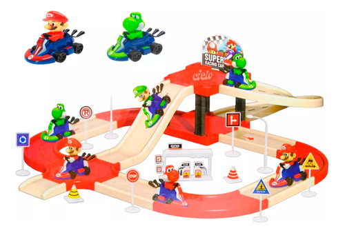Mario Kart Pista Estacion Parqueadero Mario Bros + 2 Cars