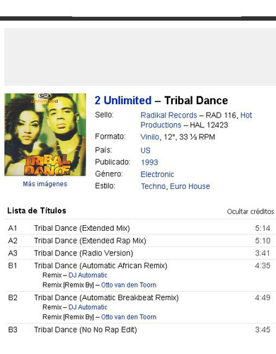 2 Unlimited - Tribal Dance / Techno House * Maxi Usa 1993 (Usado)