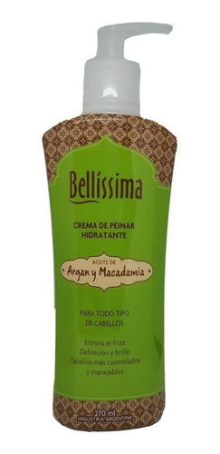 Crema Peinar Anti Frizz Bellissima Argan Y Macadamia X270ml