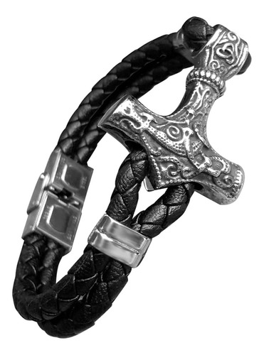 Bahamut Viking Thor Hammer Pulsera De Cuero Trenzado Para Ho