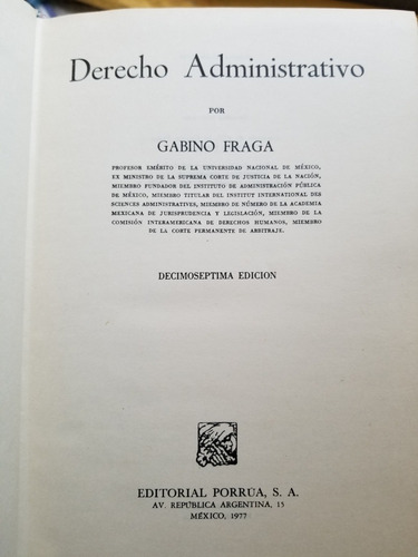 A0 Derecho Administrativo 17.a Edición Gabino Fraga (Usado)