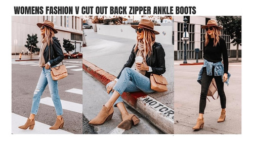 Botines De Tacón Medio Con Punta Puntiaguda Para Mujer