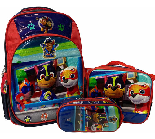 Kit Morral Maleta Paw Patrol + Lonchera + Cartuchera