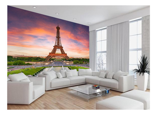 Papel De Parede Paris Torre Eiffel Sol Nuvens 7,5m² Ncd304