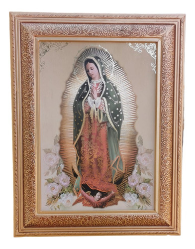 Cuadro Virgen De Guadalupe Manto Rojo 54x42 Cm Marco 