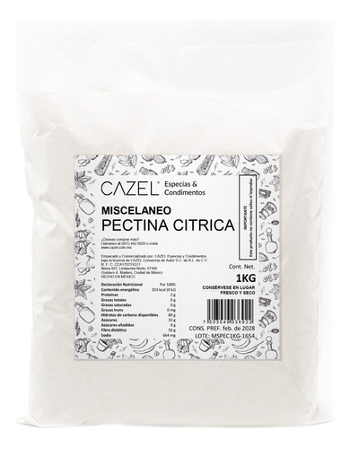 Pectina Cítrica Para Mermelada O Confituras 1kg