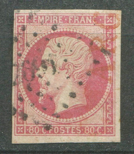 Francia Sello Estampilla Yvert 17b Napoleon 80 C. 1859