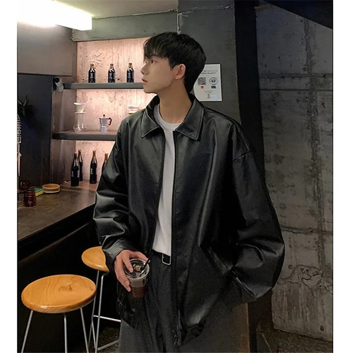 Chaqueta De Cuero Para Hombre, Chaqueta Bomber De Cuero Pu D