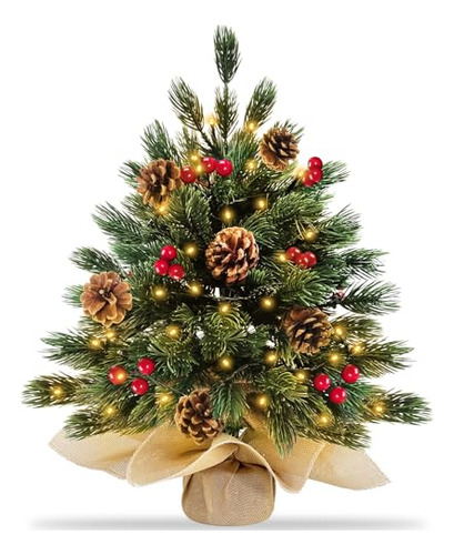 18 Inch 50 Led Thick Tabletop Prelit Christmas Tree Rea...