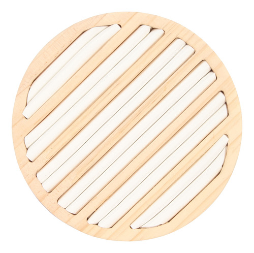 Bandeja Redonda Para Pendientes, 6 Ranuras, De Madera Maciza