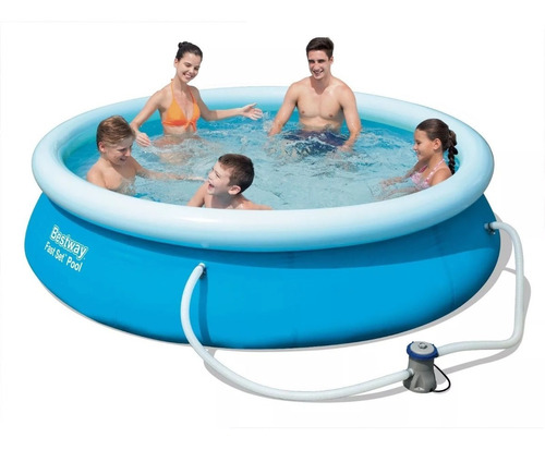 Piscina Borde Inflable Redonda 305 X 76 C/ Bomba Bestway