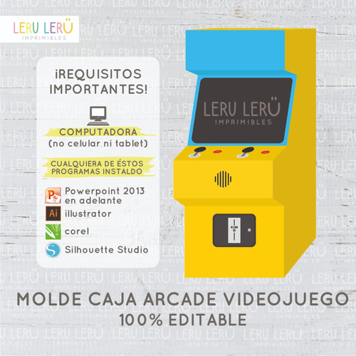 Molde Caja Con Forma De Arcade Video Juego (editable)