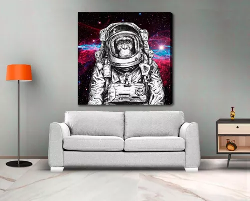 Mono Astronauta Minimalista Cuadro Decorativo Lienzo Canvas