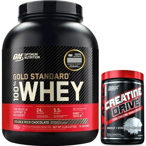 Gold Standard 100% Whey 5lb + Creatina Drive Nutrex 300gr