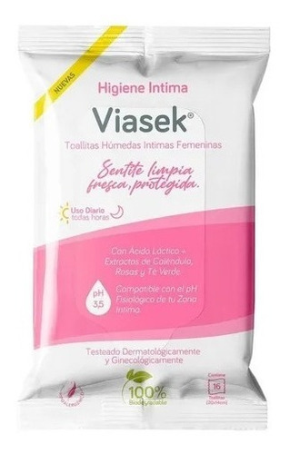 Toallitas Húmedas De Higiene Íntima Femenina Viasek 