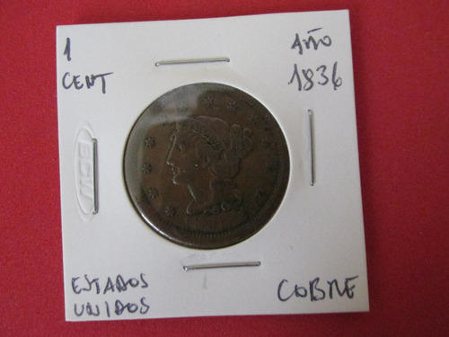 Moneda Estados Unidos 1 Centavo De Cobre Año 1836 Siglo Xix