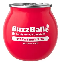 BuzzBallz Strawberry Rita, Margarita Lista para Beber, 200 mL ,15% de Alcohol, Cóctel Preparado con Tequila y Jugo de Fresa, con Notas Cítricas, Dulces y Afrutadas