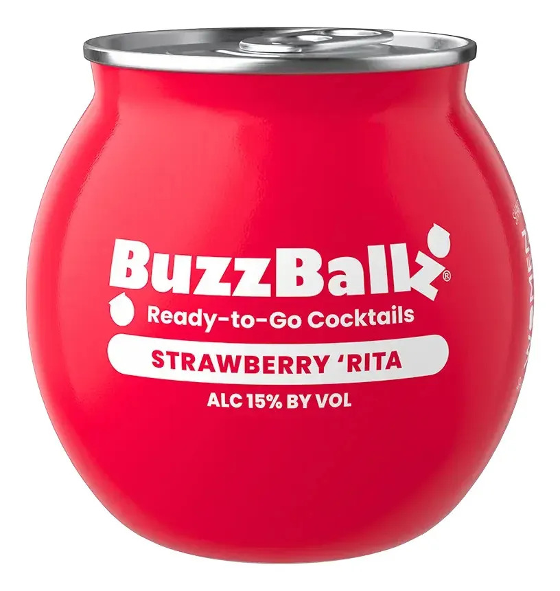 BuzzBallz Strawberry Rita, Margarita Lista para Beber, 200 mL ,15% de Alcohol, Cóctel Preparado con Tequila y Jugo de Fresa, con Notas Cítricas, Dulces y Afrutadas