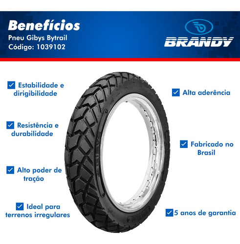 Pneu Traseiro Nxr Bros 125 150 110/90-17 Gibys Bytrail