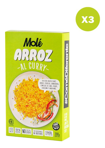 Arroz Al Curry Mole 200 G X 3 Unidades