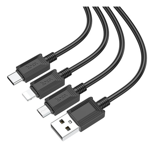Cable Triple 3 En 1 Para Lightning Micro Usb C 1mt Hoco X74
