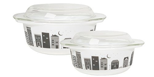 Ahora Designs Mod Glass Retro Glass Bakeware (juego De 2), C