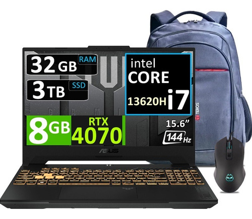 Asus Tuf F15 144hz Ci7-13620h 32gb Ddr5, 3tb Ssd Rtx4070 8gb