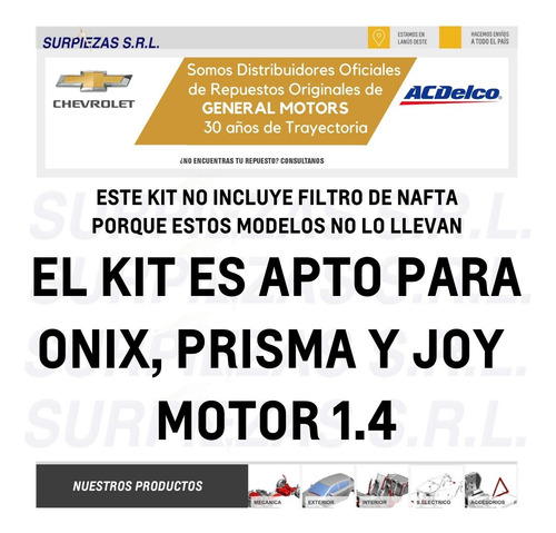 Kit Filtros + Aceite Acdelco Sinte Chevrolet Onix / Prisma