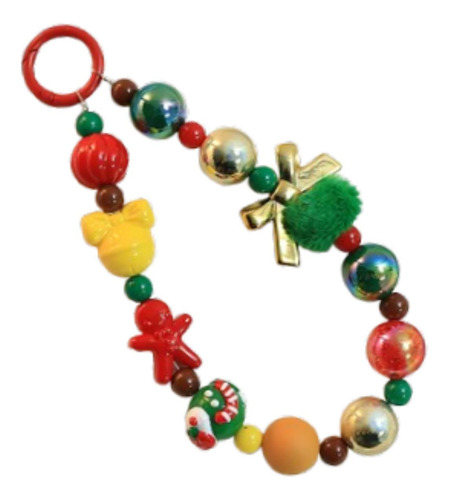 Llavero Con Lazo Navideño, Correa Para Pulsera, Arco Dorado