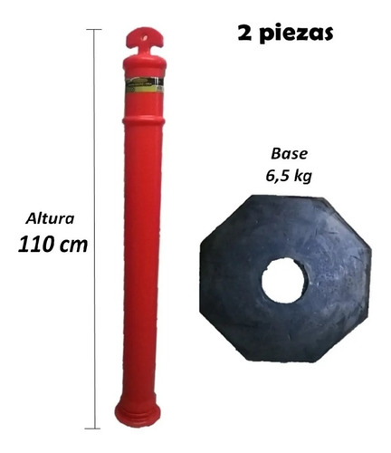 Imagen 2 de 3 de Paral Cono Barricada Seguridad Vial Base Hexagonal Negra 6 K